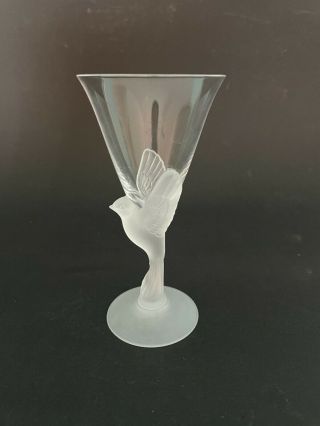 Sasaki Wings Crystal Cordial Glass With Frosted Bird Design