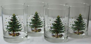 Vintage Nikko Christmas Glassware Set Of 4 14 Ounce Double Old Fashioned