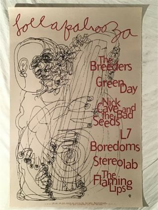 Lollapalooza 1994 Poster Green Day Nick Cave L7 Flaming Lips Stereolab Breeders