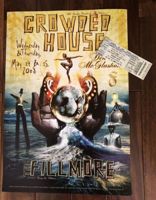 Crowded House Concert Poster And Ticket 2008 The Fillmore,  Craig Howell Art