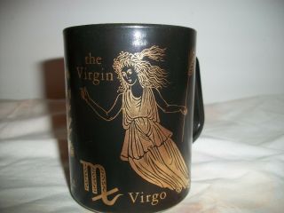Federal Glass Zodiac Coffee Mugs The Virgin Virgo Black And Gold