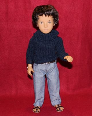 16 " Vintage 301 Sasha Doll Gregor,  Navy Top,  Jeans,  Tag And Box,  Made In Englan.