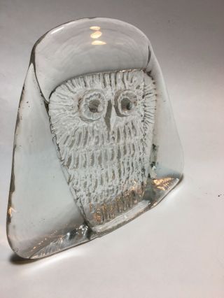 Vintage MCM BLENKO Glass Hoot OWL Clear Paperweight Abstract Owl Retro Kitschy 2
