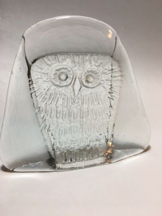 Vintage MCM BLENKO Glass Hoot OWL Clear Paperweight Abstract Owl Retro Kitschy 3