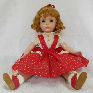 Vintage Madame Alexander 14 " Maggie Teenager Doll,  Tagged Red Dotted Swiss Dress