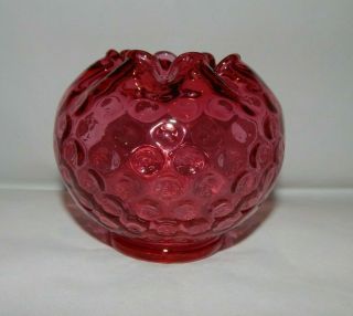 Vintage Fenton Cranberry Optic Coin Dot Spot Rose Bowl Vase