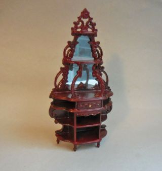 Dollhouse Miniature Ornate Mahogany Mirrored Etagere Vintage Bespaq