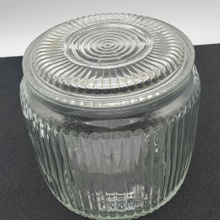 Vintage Anchor Hocking Clear Glass 6 " Canister W\cover 62oz Cookie Jar
