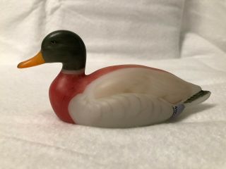 Fenton Art Glass Mallard Duck (drake) Natural Animals - Circa 1980 
