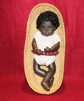 12 " Vintage 505 " Sexed " Baby Girl Sasha Doll,  Black,  Tag,  Box,  Early 1970 