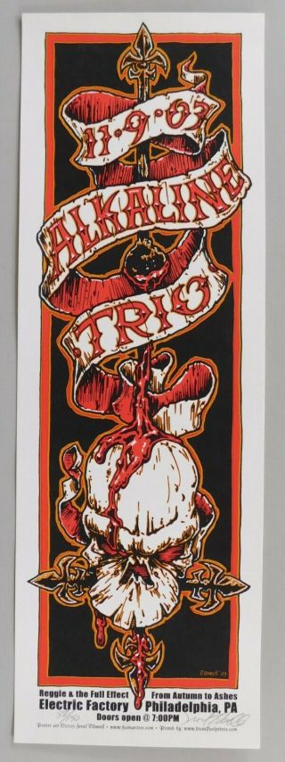 Alkaline Trio – 2003 Concert Poster Philadelphia – Jeral Tidwell – S/n