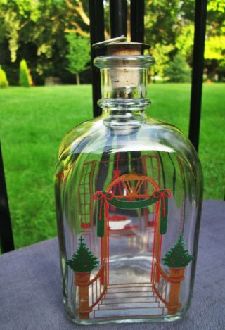 Holme Gaard Copenhagen Glass Bottle Decanter W Stopper Christmas Tree & Swag 386