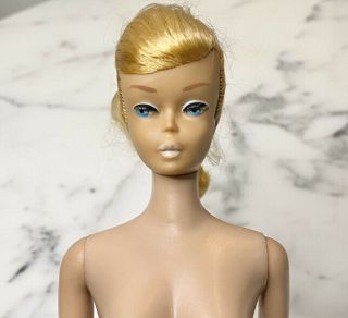 Vintage 1964 Swirl Ponytail Barbie Doll Lemon Blonde White Lips