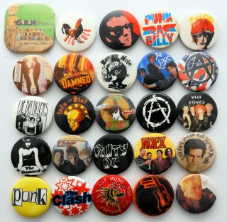 Punk & Anarchy Badges 25 X Vintage Pin Badges Sex Pistols Gbh The Clash