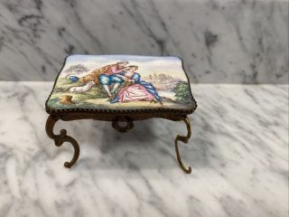 Antique Doll Viennese Austrian Enamel Miniature Table