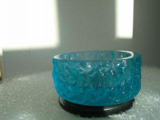 Stunning Vintage Whitefriars Kingfisher Blue Bark Effect Glass Bowl Wow Look