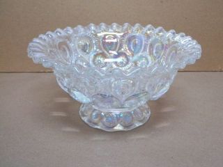L.  G.  Wright Crystal Moon & Stars Opalescent Footed Bowl Ruffled & Crimped 132