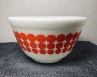 Vintage Pyrex Orange Polka Dot 401 1.  5 Pt 26 Glass Bowl