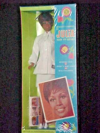 1968 Diahann Carroll As Julia Doll Tv Nurse,  Wears Barbie Fashions,  Nrfb,