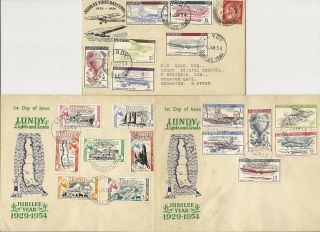 Lundy 1954 - 69 Fdcs (12) Inc 122/7 With Gb 2½d,  128/34,  135/41,  169,  173/6 M/s