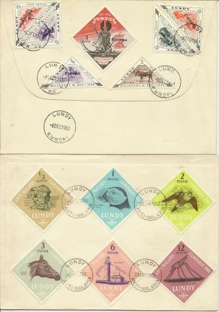 LUNDY 1954 - 69 FDCS (12) INC 122/7 WITH GB 2½d,  128/34,  135/41,  169,  173/6 M/S 3