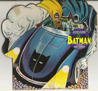 1966 Batman 45 Rpm Vinyl Record Here Comes The Batmobile Plus Bonus.