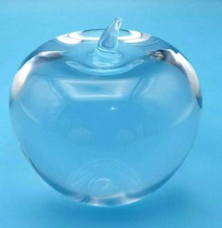 Tiffany & Co Signed Lead Crystal Apple Paperweight 3 " Tall