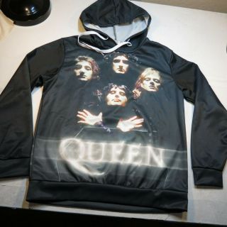 Queen All Over Print Hoodie Hooded Sweatshirt Sz Mens S Freddy Mercury