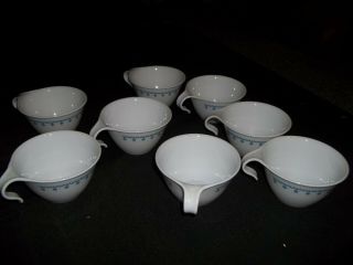 Vintage Corning Corelle Blue Snowflake Set Of 8 Hook Handle Coffee Tea Cups