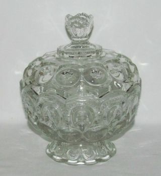Le Smith Glass Co.  Moon And Star Crystal Large Footed Low Compote With Cover