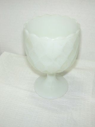 White Milk Glass Pedistal Round Dish