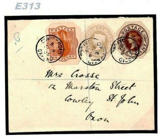 Gb Cover Qv Stationery Cut - Outs Registered 1905 Cowley Rd Oxford E313