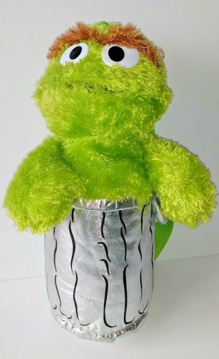 Sesame Street Oscar The Grouch In Trash Can Plush Backpack 14 "