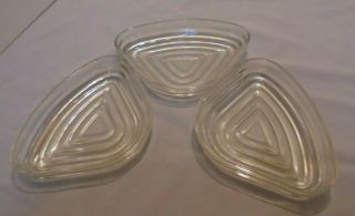 Manhattan By Anchor Hocking,  3 Relish Inserts,  Clear,  6 " X4.  5 ",  1 " Tall,  Vintage