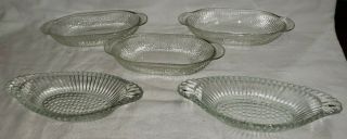 Vintage 5 Banana Split Boats Clear Glass Oval Candy Relish Dishes Cp