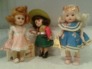 Set Of 3 Vintage Ginny Dolls 1950s