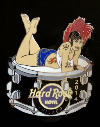 Hard Rock Cafe Pin Chicago Hotel Drum Rocker Girl Le300
