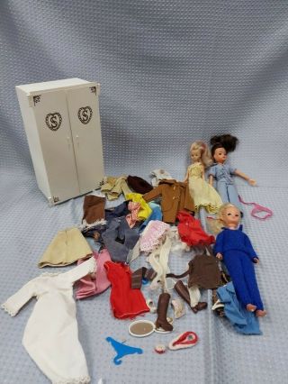 Sindy Doll Wardrobe With Clothes And Accessories Three Dolls With Shoes Blonde