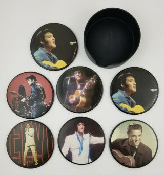 Elvis Presley Drink Coaster Set Of 7 4 In.  Coasters Cork Backed Action Photos