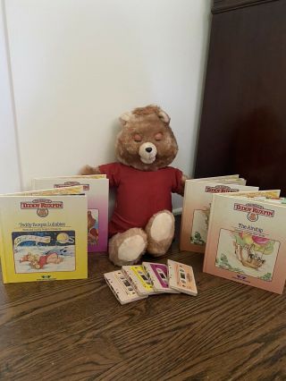 Teddy Ruxpin Bear 1985 Worlds Of Wonder With Books And Cassette
