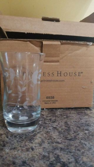 Vintage Princess House Heritage Crystal Beverage Tumbler Glasses,  Set 4