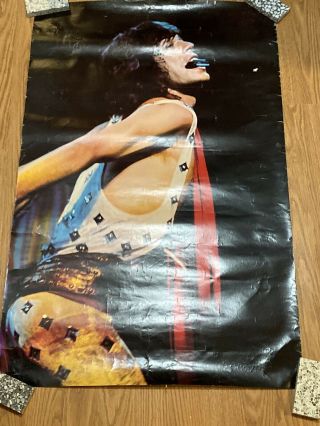 VINTAGE 1970S MICK JAGGER PIN - UP POSTER - ROLLING STONES 34.  5 X 22 3