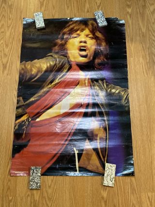 Vintage 1970s Mick Jagger Pin - Up Poster - Rolling Stones 34 X 23
