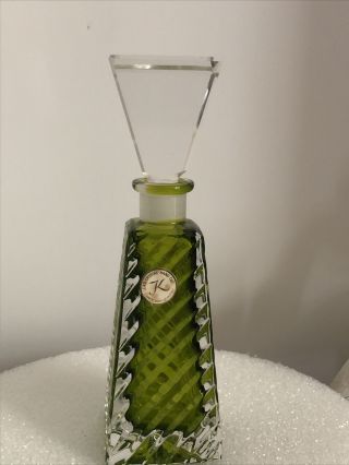 Hand Cut Lead Crystal Green Perfume Bottle West Germany.