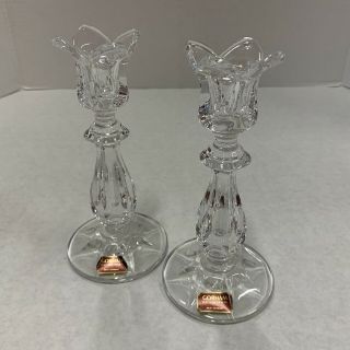 Gorham Full Lead Crystal Candle Holders Candlesticks Set Of 2 West Germany 7 "