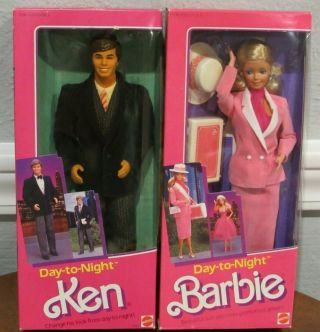 1984 Superstar Era " Day To Night " Barbie And Ken Dolls - Nrfb -