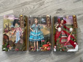 2007 Alice In Wonderland Queen Of Hearts Mad Hatter Silver Label Barbies Nrfb