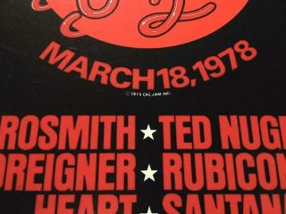 CALIFORNIA JAM Concert Poster March 18,  1978 AEROSMITH TED NUGENT FOREIGNER HEART 3