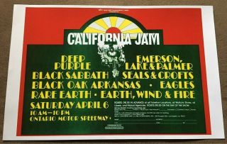 California Jam Concert Poster April 4,  1974 Emerson Lake Palmer Seals Crofts Elp