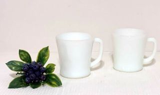 2 Vintage Fire - King Anchor Hocking White Milk Glass Coffee Cups/mugs D Handle